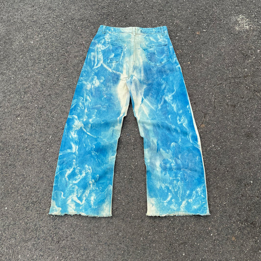 Custom Blue Cloud Dye Jeans – Unique Hand-Dyed Denim | 1 of 1 Art Piece