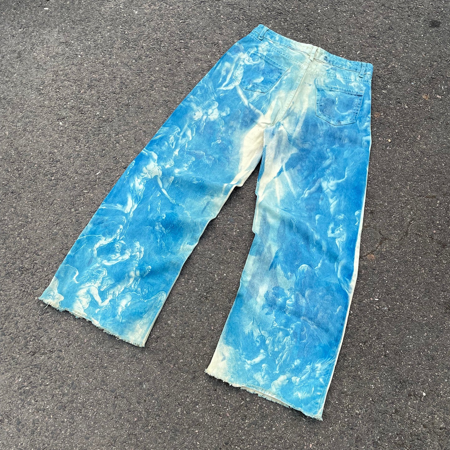 Custom Blue Cloud Dye Jeans – Unique Hand-Dyed Denim | 1 of 1 Art Piece