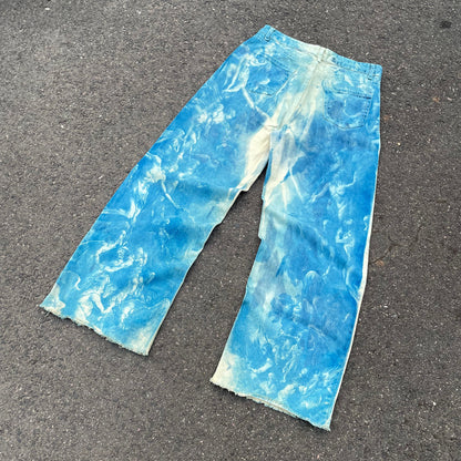 Custom Blue Cloud Dye Jeans – Unique Hand-Dyed Denim | 1 of 1 Art Piece