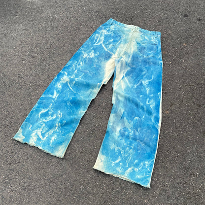 Custom Blue Cloud Dye Jeans – Unique Hand-Dyed Denim | 1 of 1 Art Piece