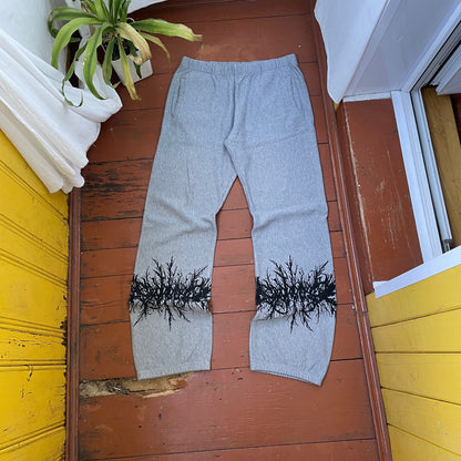 Custom Nike Sweatpants – Grey Joggers with Black grunge Print | Vintage Reworked 1 of 1