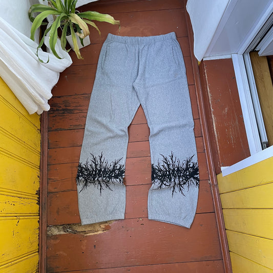 Custom Nike Sweatpants – Grey Joggers with Black grunge Print | Vintage Reworked 1 of 1