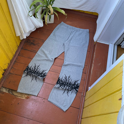 Custom Nike Sweatpants – Grey Joggers with Black grunge Print | Vintage Reworked 1 of 1