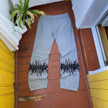 Custom Nike Sweatpants – Grey Joggers with Black grunge Print | Vintage Reworked 1 of 1