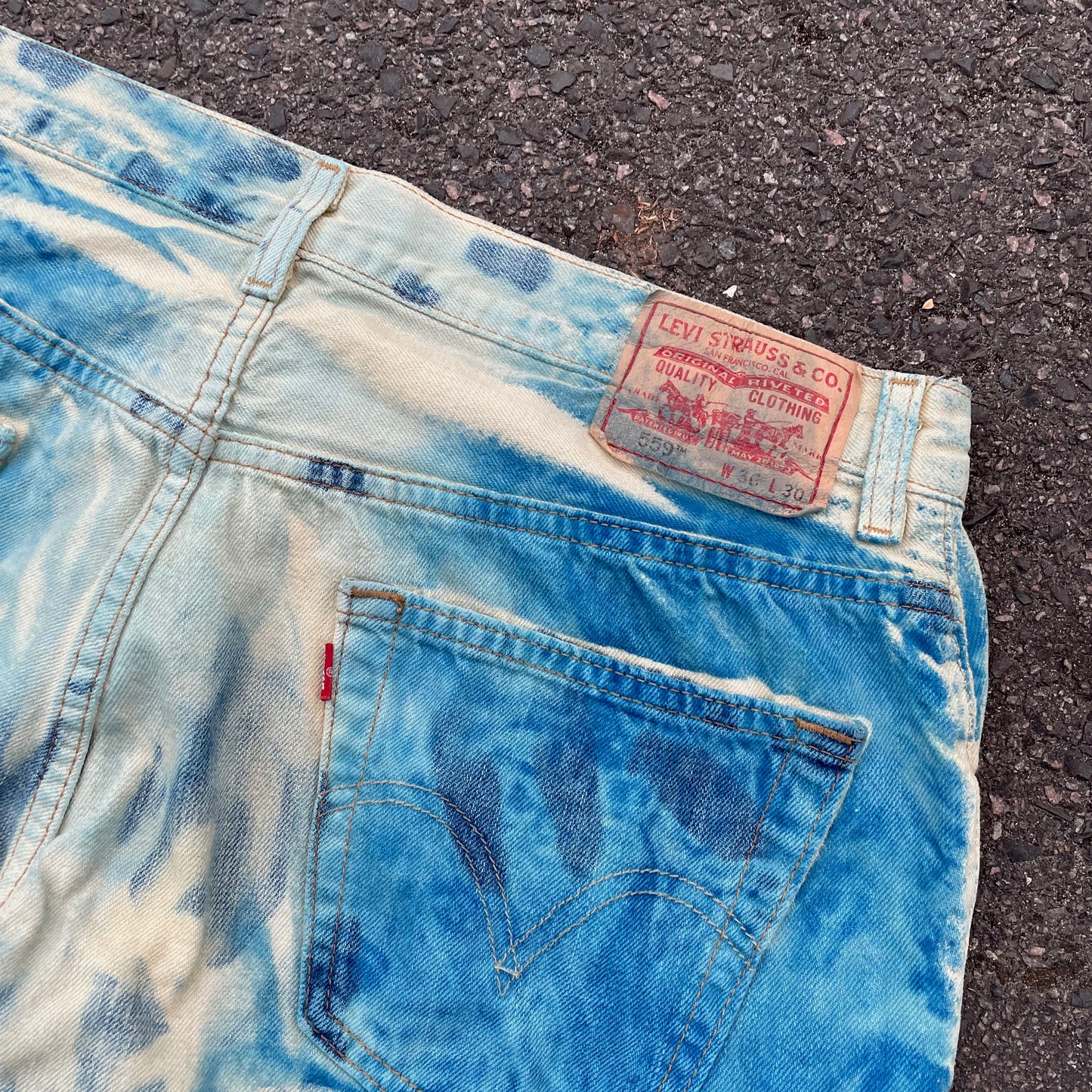 Custom Levi’s Blue Animal Print Jeans – Bleach Patterned Denim | 1 of 1 Vintage Art
