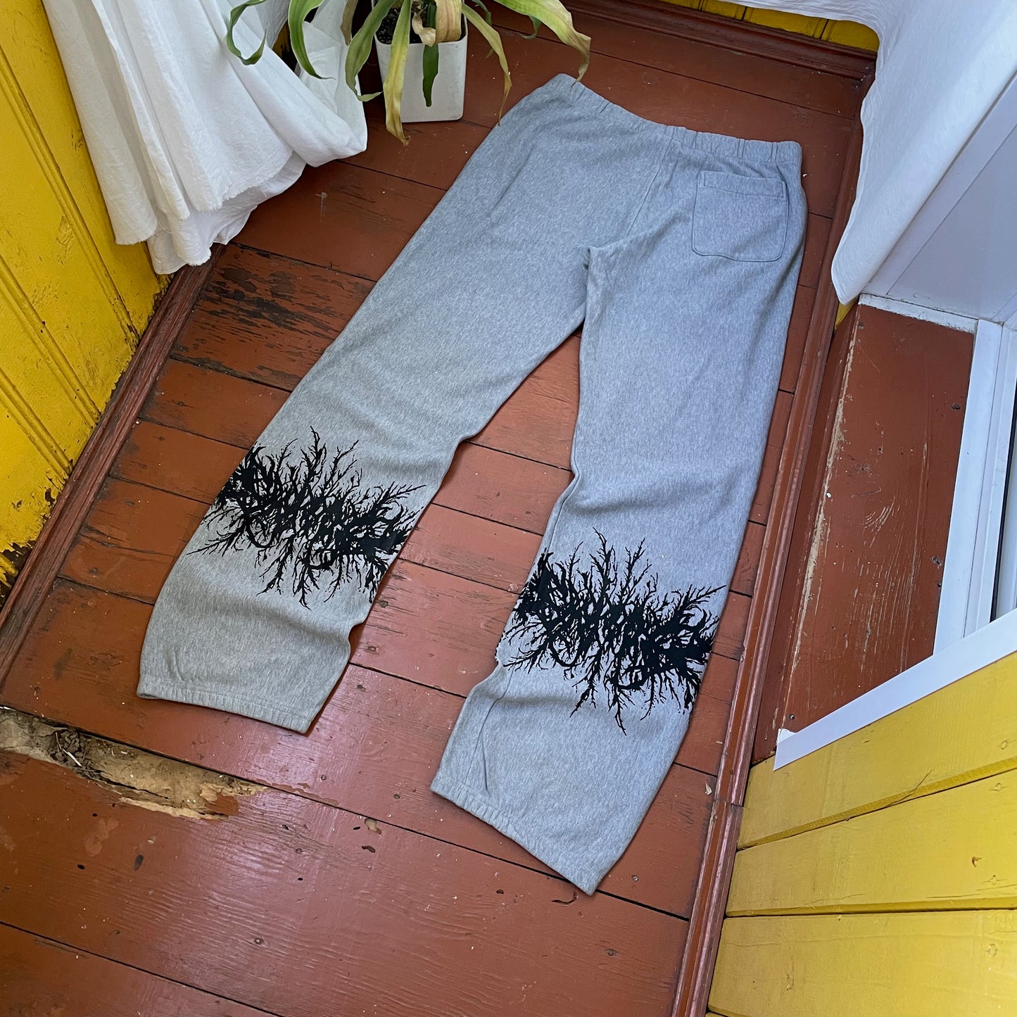 Custom Nike Sweatpants – Grey Joggers with Black grunge Print | Vintage Reworked 1 of 1