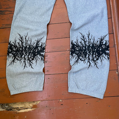 Custom Nike Sweatpants – Grey Joggers with Black grunge Print | Vintage Reworked 1 of 1