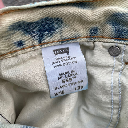 Custom Levi’s Blue Animal Print Jeans – Bleach Patterned Denim | 1 of 1 Vintage Art