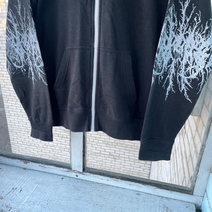 Custom Nike Zip Hoodie – Black with White Sleeve Print | Vintage Grunge 1 of 1