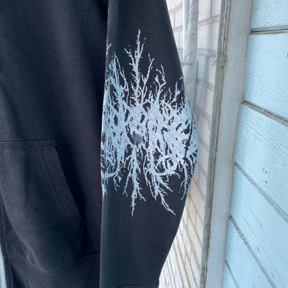 Custom Nike Zip Hoodie – Black with White Sleeve Print | Vintage Grunge 1 of 1