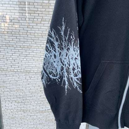 Custom Nike Zip Hoodie – Black with White Sleeve Print | Vintage Grunge 1 of 1
