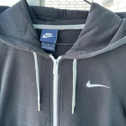 Custom Nike Zip Hoodie – Black with White Sleeve Print | Vintage Grunge 1 of 1