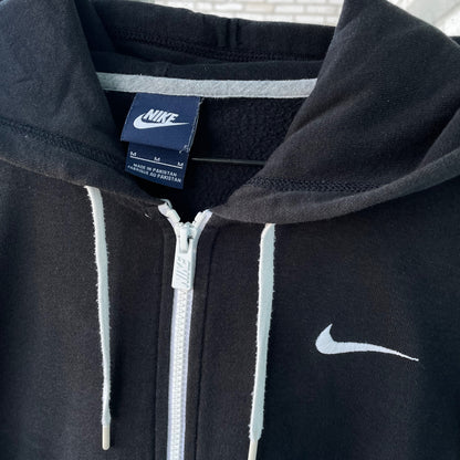 Custom Nike Zip Hoodie – Black with White Sleeve Print | Vintage Grunge 1 of 1