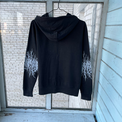Custom Nike Zip Hoodie – Black with White Sleeve Print | Vintage Grunge 1 of 1