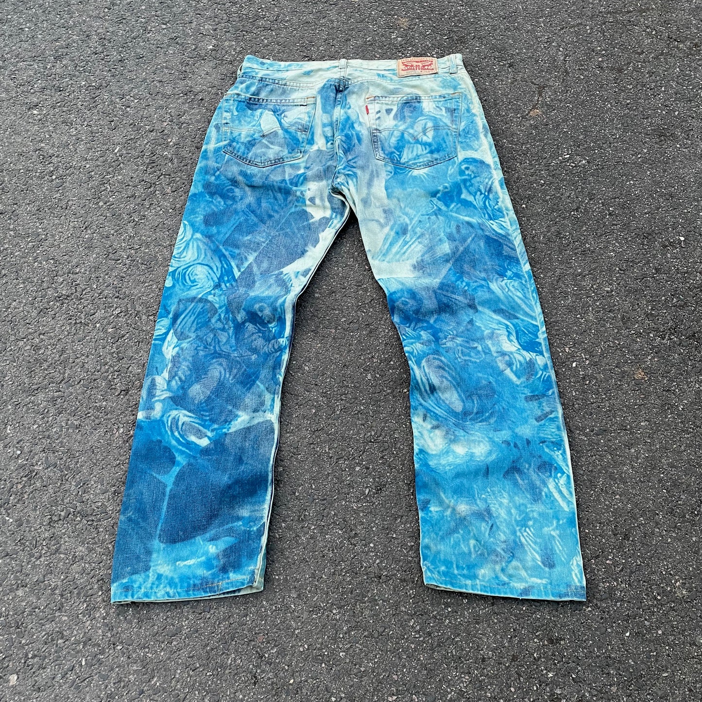 Custom Levi’s Cloudwash Jeans – Blue Tie-Dye Pattern | 1 of 1 Vintage Denim Art