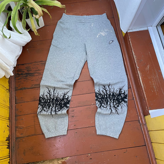 Custom Nike Sweatpants – Grey with Black Leg Print | Vintage Grunge 1 of 1