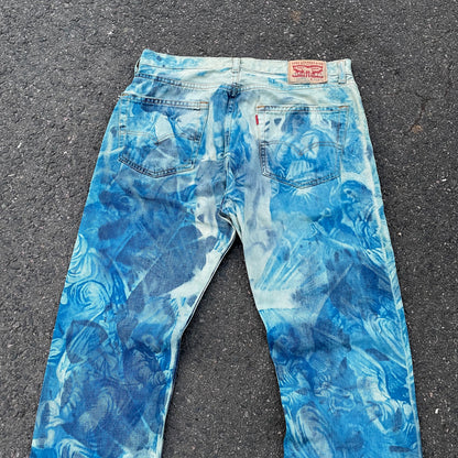 Custom Levi’s Cloudwash Jeans – Blue Tie-Dye Pattern | 1 of 1 Vintage Denim Art