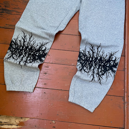 Custom Nike Sweatpants – Grey with Black Leg Print | Vintage Grunge 1 of 1