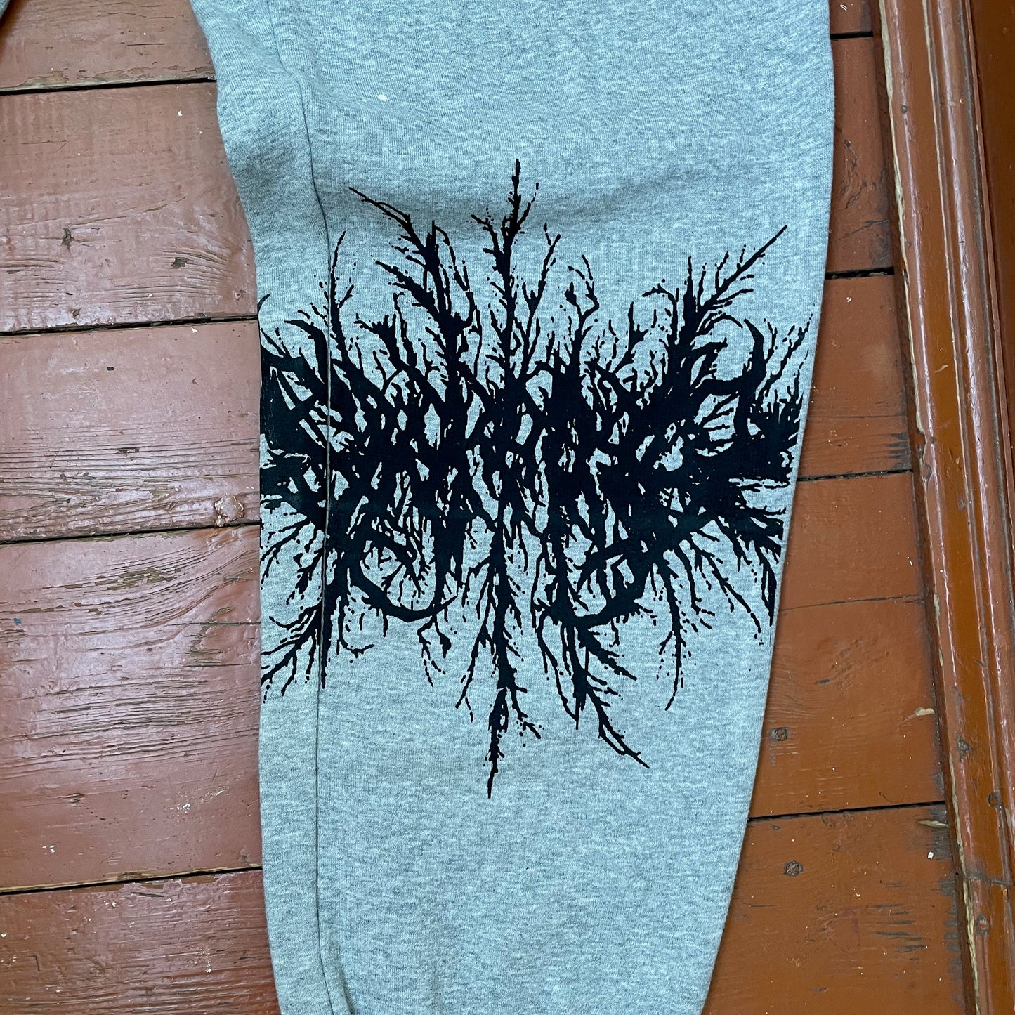 Custom Nike Sweatpants – Grey with Black Leg Print | Vintage Grunge 1 of 1