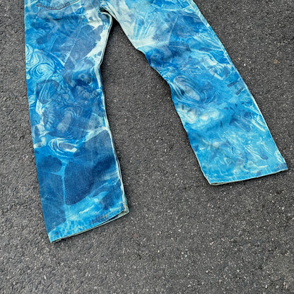Custom Levi’s Cloudwash Jeans – Blue Tie-Dye Pattern | 1 of 1 Vintage Denim Art