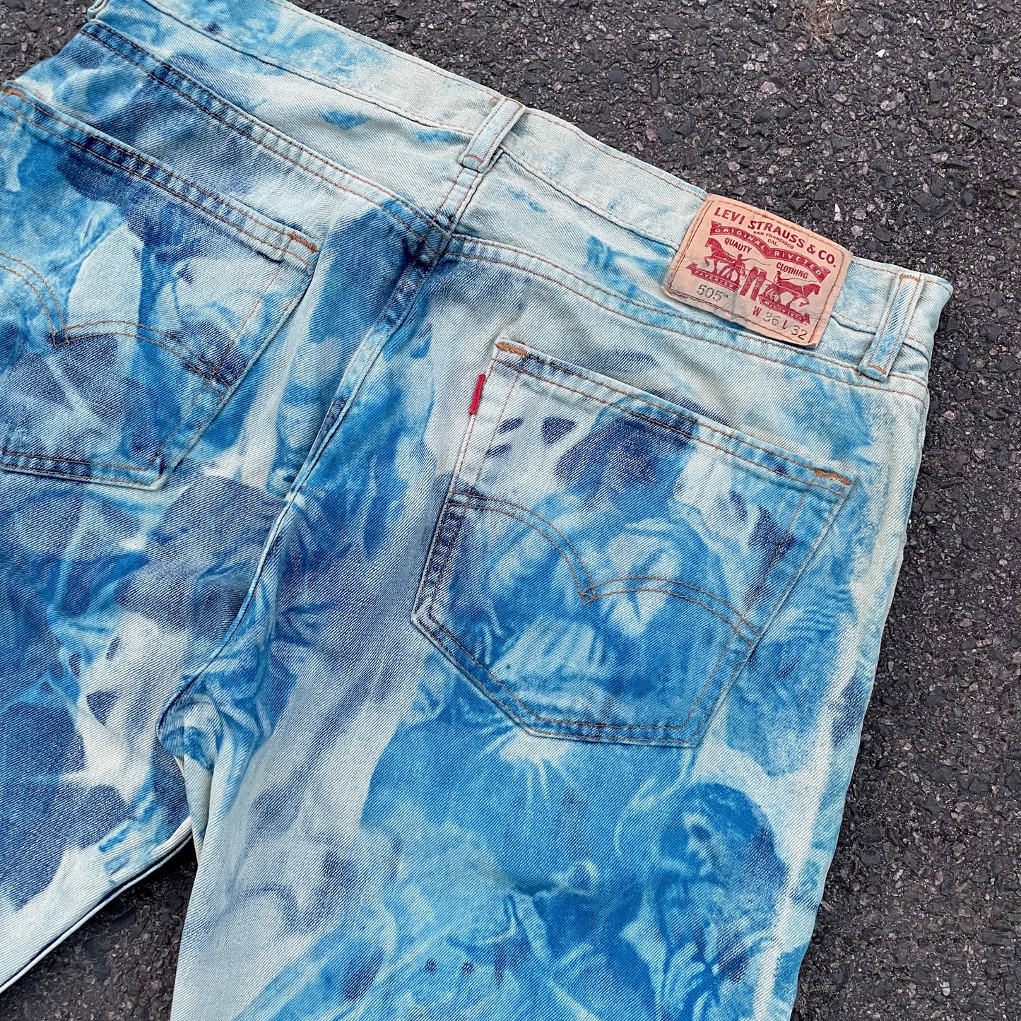 Custom Levi’s Cloudwash Jeans – Blue Tie-Dye Pattern | 1 of 1 Vintage Denim Art