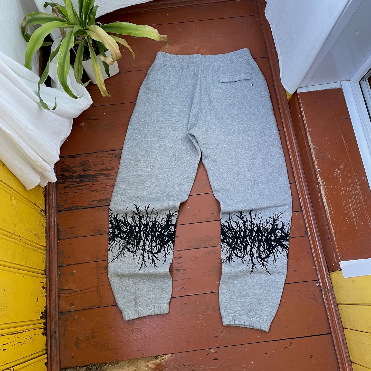 Custom Nike Sweatpants – Grey with Black Leg Print | Vintage Grunge 1 of 1