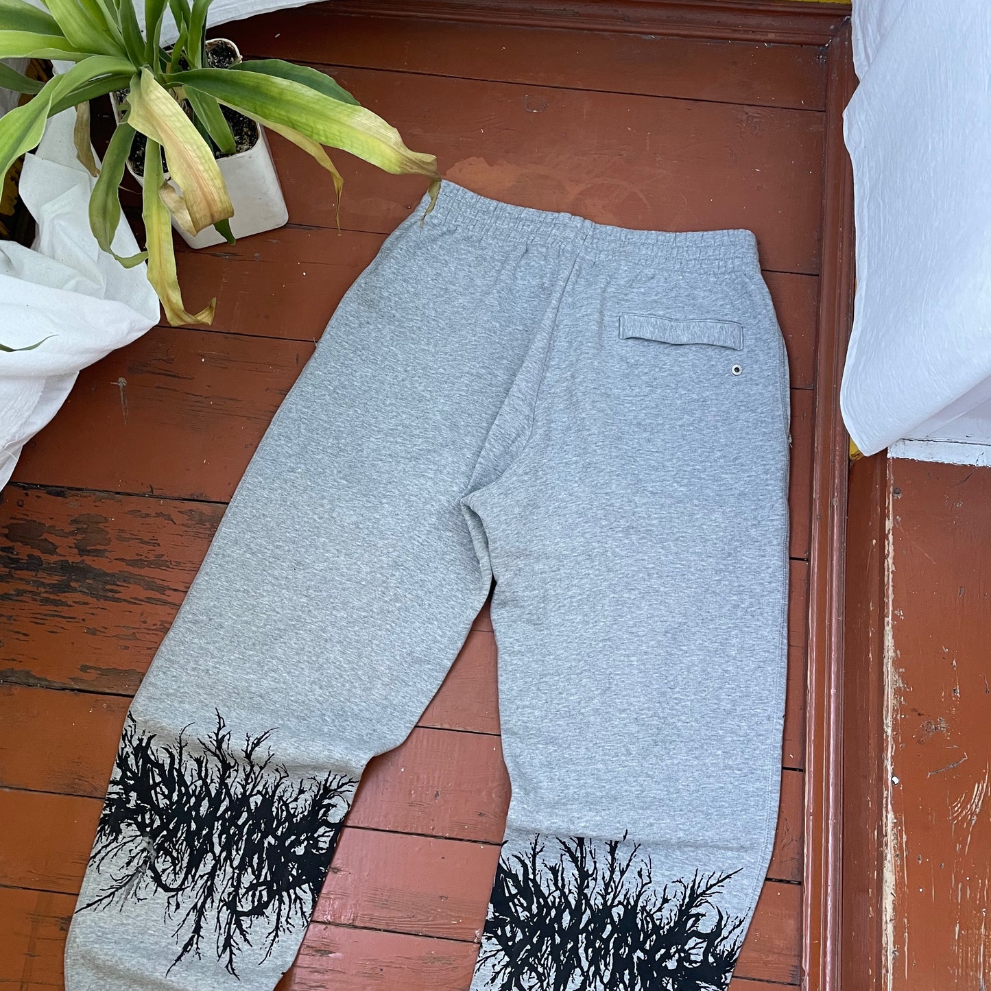 Custom Nike Sweatpants – Grey with Black Leg Print | Vintage Grunge 1 of 1