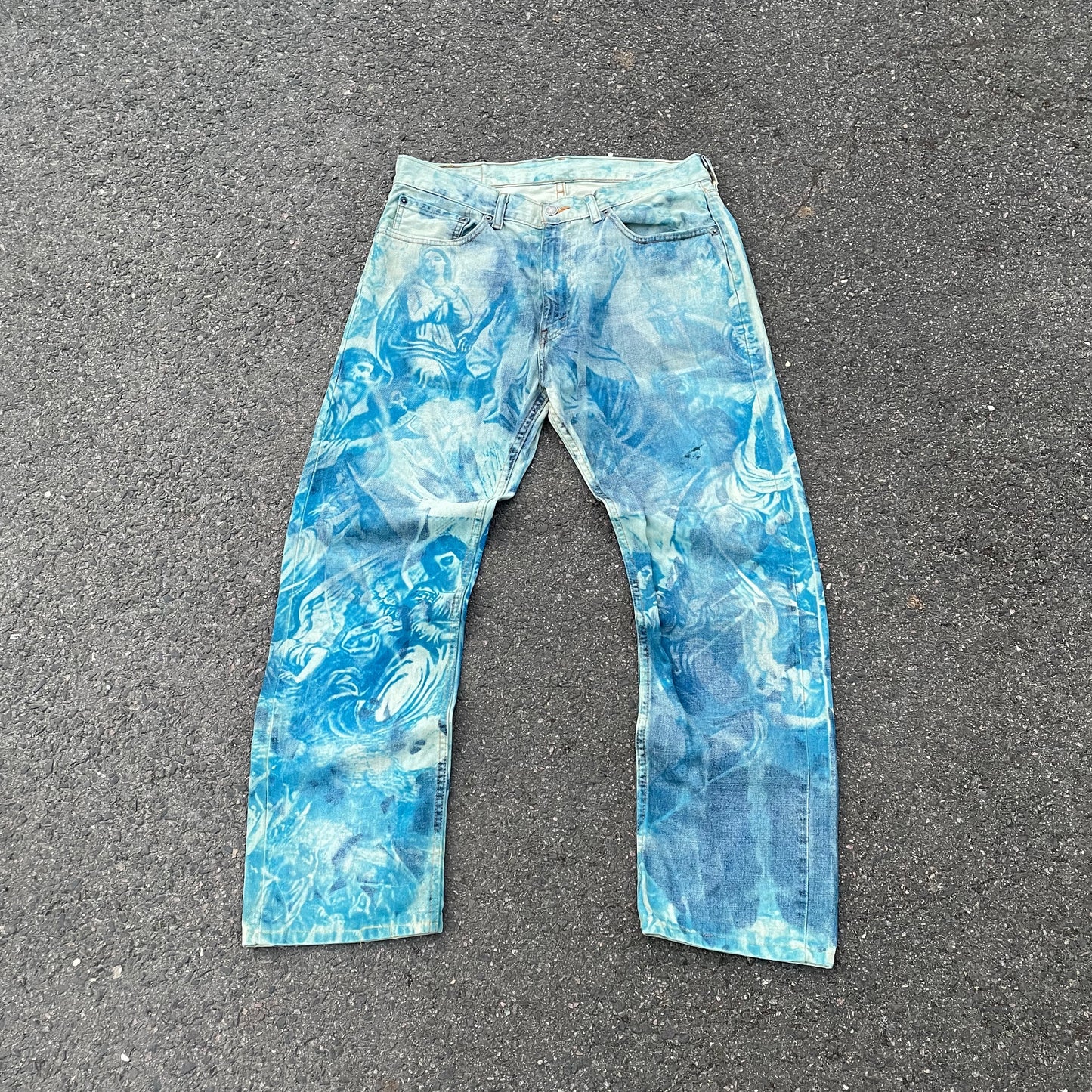 Custom Levi’s Cloudwash Jeans – Blue Tie-Dye Pattern | 1 of 1 Vintage Denim Art