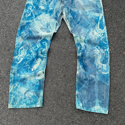 Custom Levi’s Cloudwash Jeans – Blue Tie-Dye Pattern | 1 of 1 Vintage Denim Art