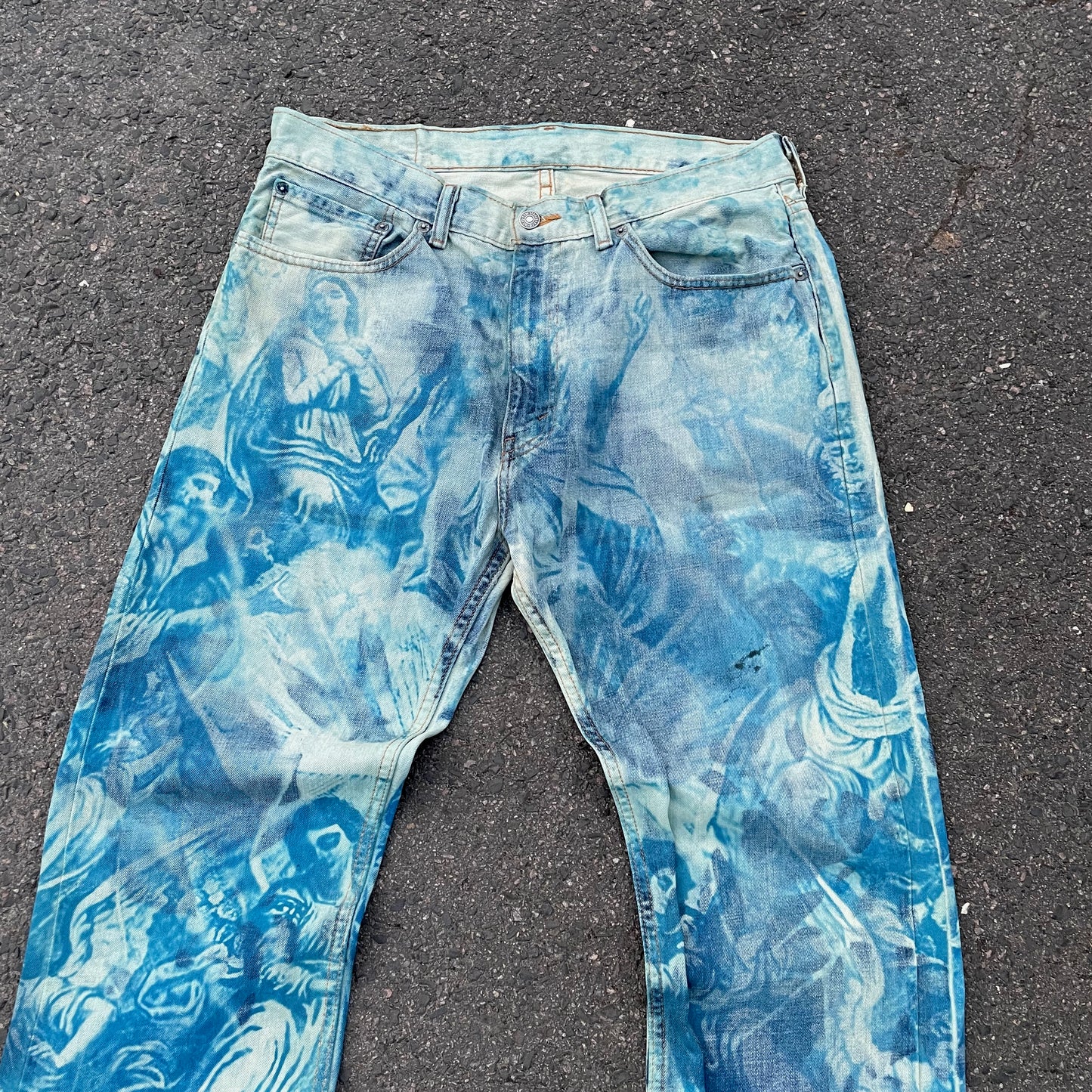 Custom Levi’s Cloudwash Jeans – Blue Tie-Dye Pattern | 1 of 1 Vintage Denim Art