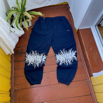 Custom Nike Vintage Track Pants – 90s Nylon Navy with White Print | Grunge 1 of 1