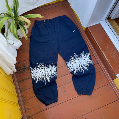 Custom Nike Vintage Track Pants – 90s Nylon Navy with White Print | Grunge 1 of 1