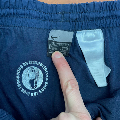 Custom Nike Vintage Track Pants – 90s Nylon Navy with White Print | Grunge 1 of 1
