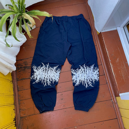 Custom Nike Vintage Track Pants – 90s Nylon Navy with White Print | Grunge 1 of 1