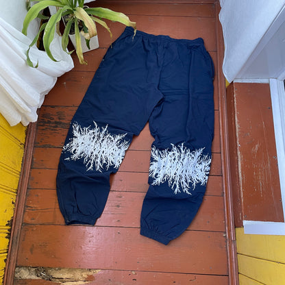 Custom Nike Vintage Track Pants – 90s Nylon Navy with White Print | Grunge 1 of 1