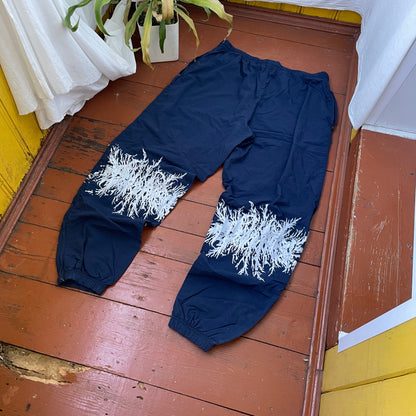 Custom Nike Vintage Track Pants – 90s Nylon Navy with White Print | Grunge 1 of 1