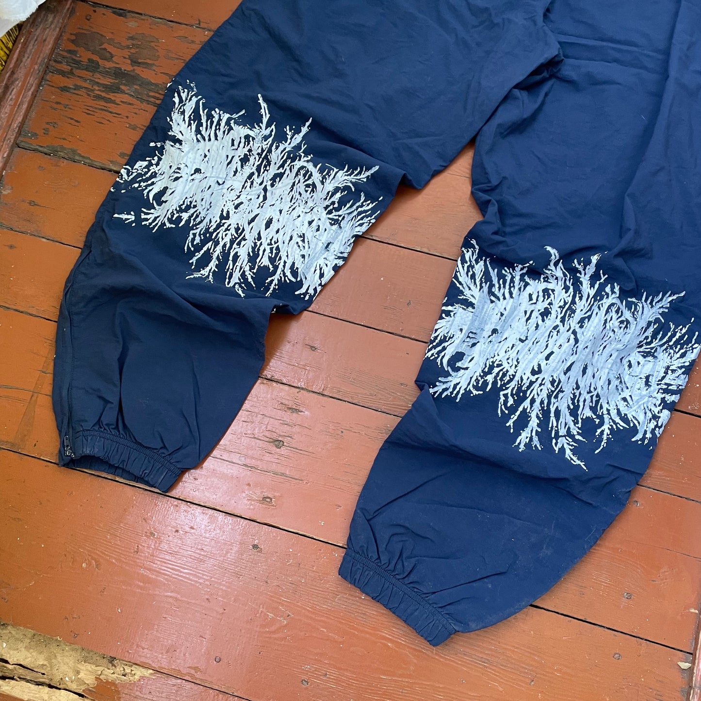 Custom Nike Vintage Track Pants – 90s Nylon Navy with White Print | Grunge 1 of 1