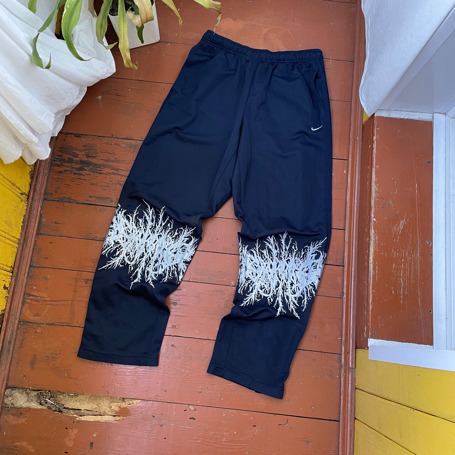 Custom Nike Pants – Black with White Print | Vintage Grunge 1 of 1
