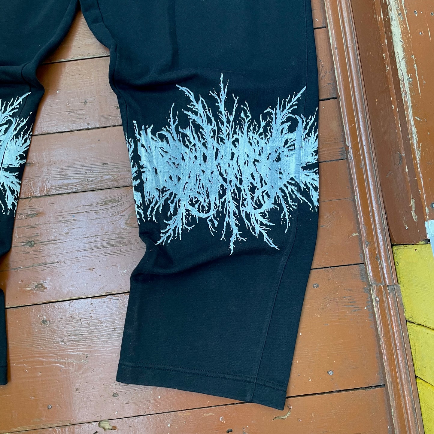 Custom Nike Sweatpants – Black with White Grunge Print | Vintage Streetwear 1 of 1