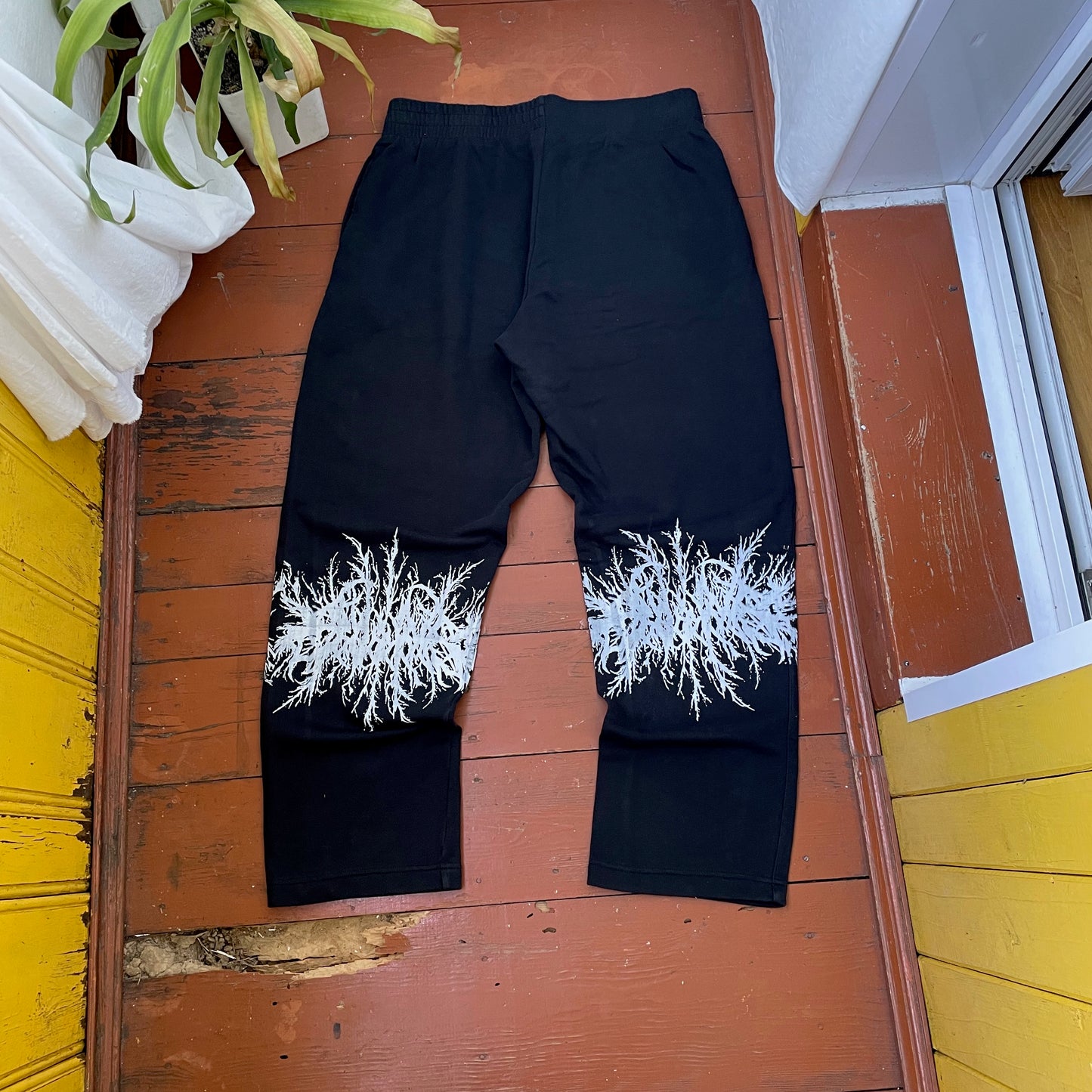Custom Nike Sweatpants – Black with White Grunge Print | Vintage Streetwear 1 of 1
