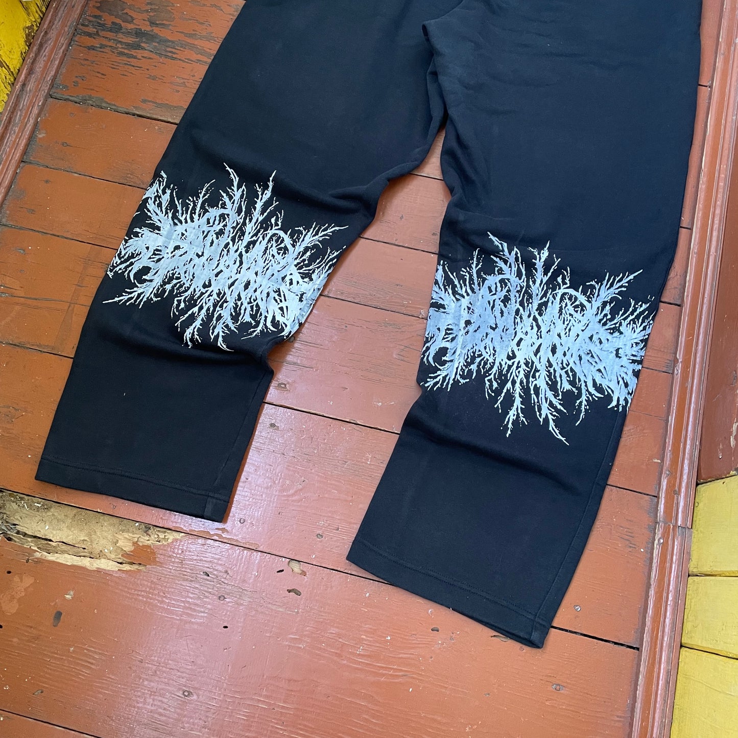 Custom Nike Sweatpants – Black with White Grunge Print | Vintage Streetwear 1 of 1