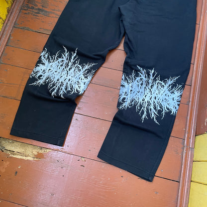 Custom Nike Sweatpants – Black with White Grunge Print | Vintage Streetwear 1 of 1