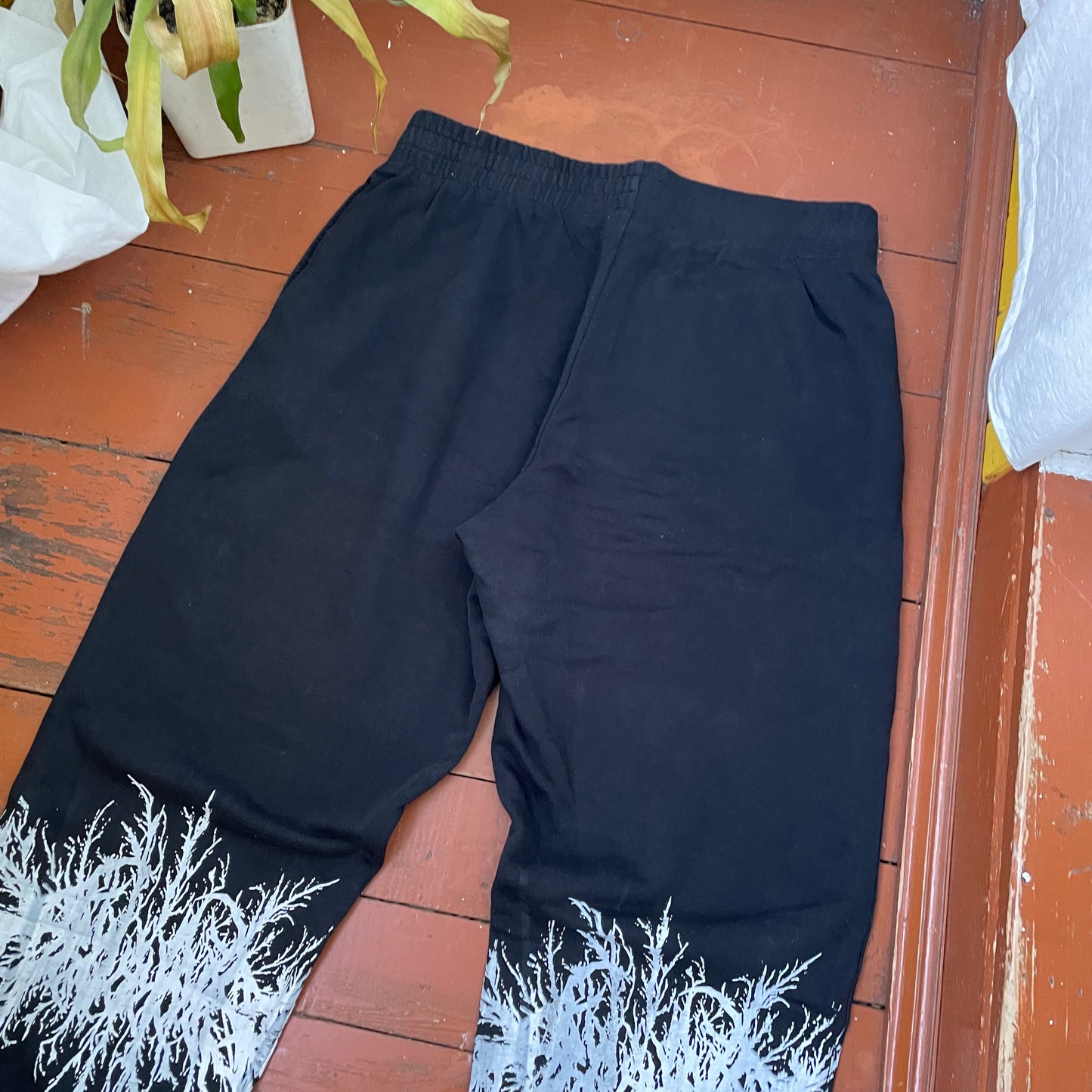 Custom Nike Sweatpants – Black with White Grunge Print | Vintage Streetwear 1 of 1