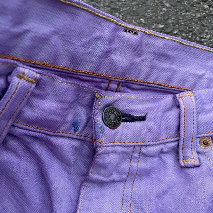 Custom Levi’s Dragon Jeans – Purple & Indigo Gradient with Black Dragon Print | 1 of 1 Vintage Denim Art