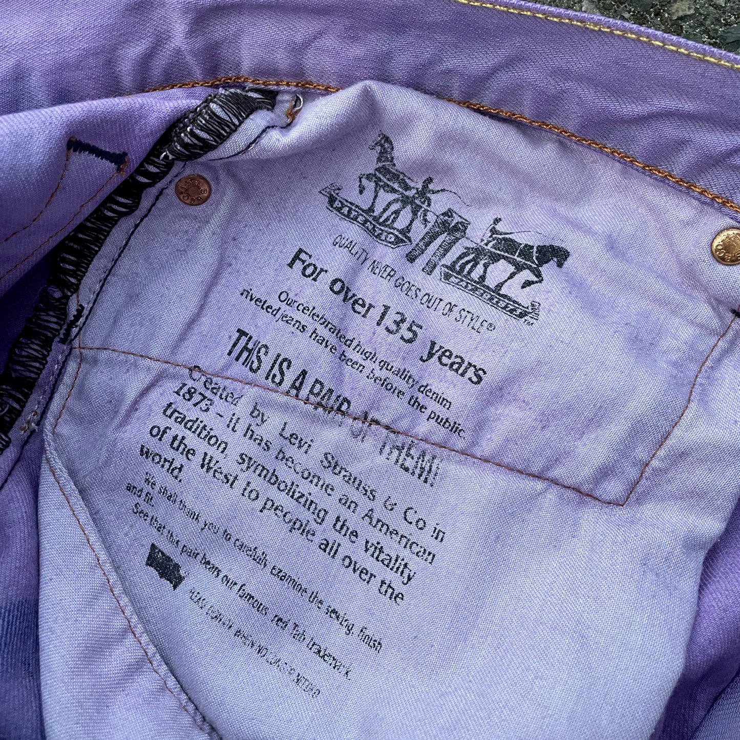 Custom Levi’s Dragon Jeans – Purple & Indigo Gradient with Black Dragon Print | 1 of 1 Vintage Denim Art