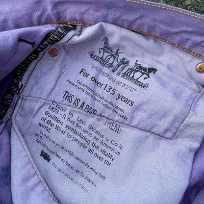 Custom Levi’s Dragon Jeans – Purple & Indigo Gradient with Black Dragon Print | 1 of 1 Vintage Denim Art