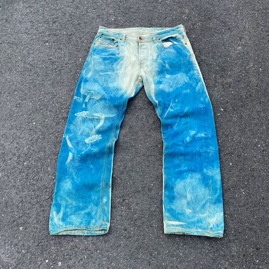 Custom Diesel Mushroom Pants – Surreal Fungal Art  | Vintage 1 of 1