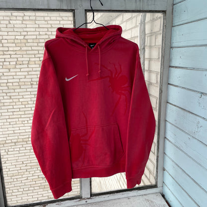 Custom Nike Red Hoodie – Hand-Faded Spider Hoodie | Vintage Grunge 1 of 1