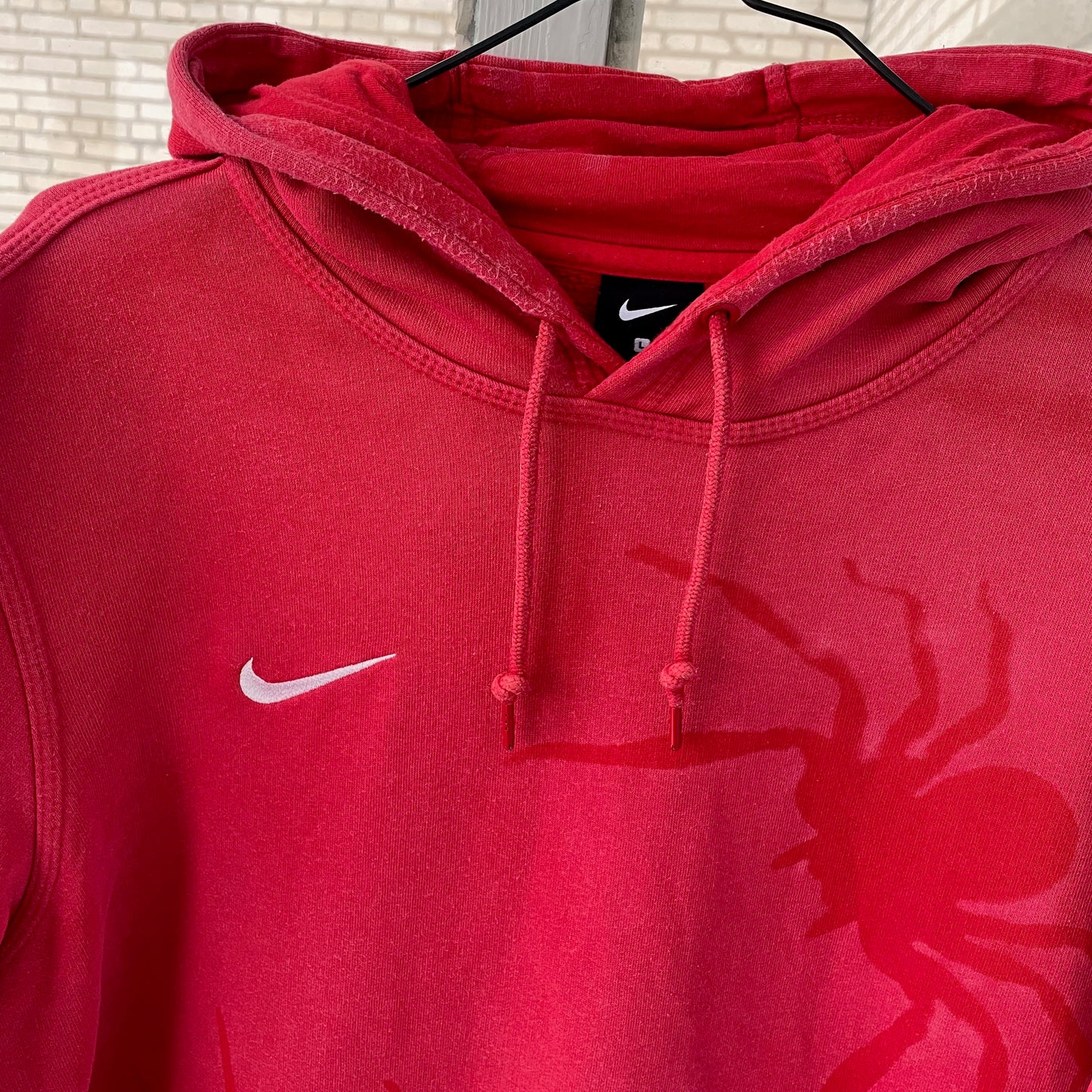 Custom Nike Red Hoodie – Hand-Faded Spider Hoodie | Vintage Grunge 1 of 1