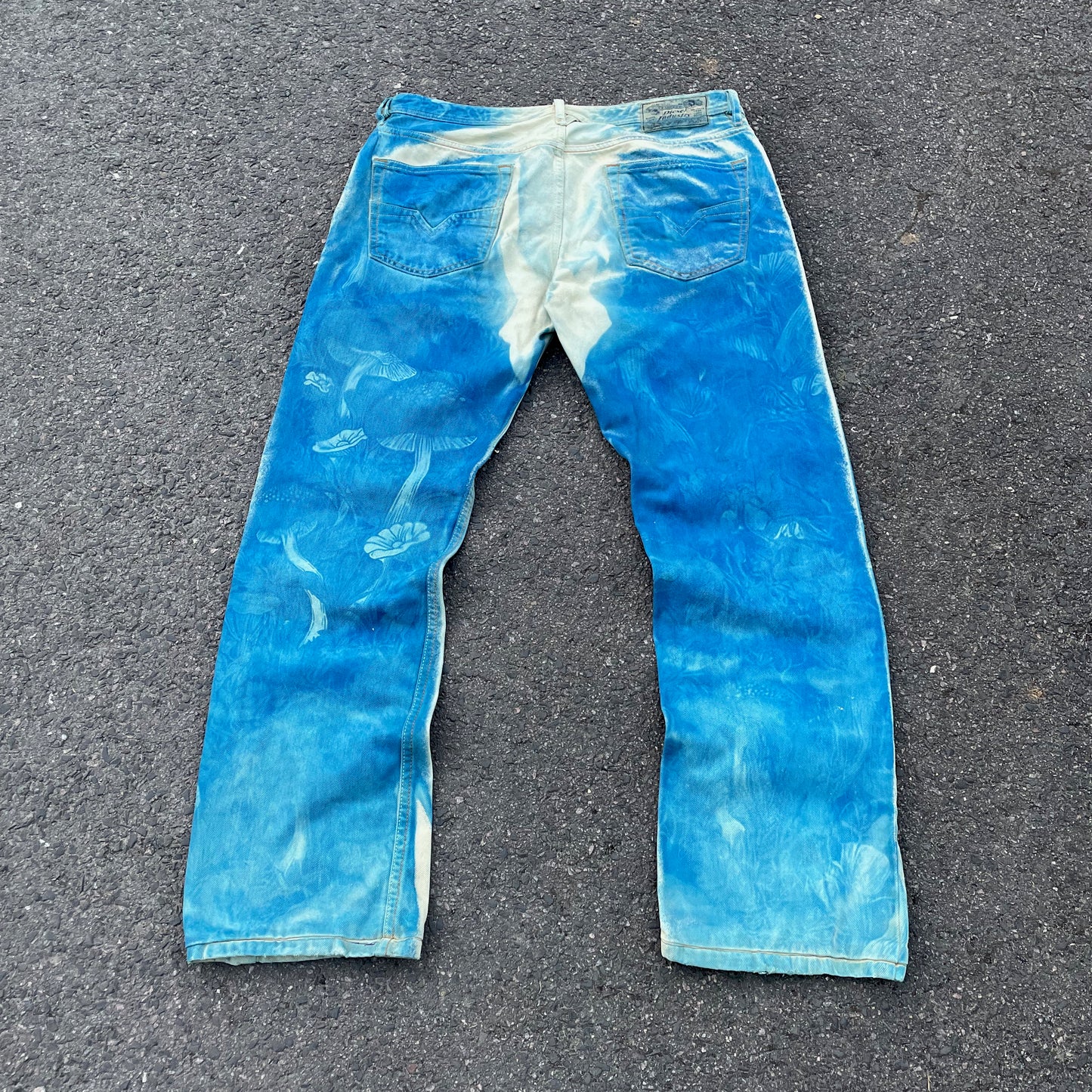 Custom Diesel Mushroom Pants – Surreal Fungal Art  | Vintage 1 of 1